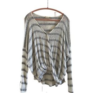 Altr’d State Striped Long Sleeve Cross Top